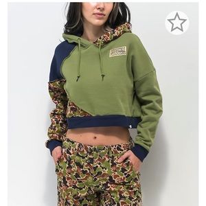Broken Promises Reaper Camo Patchwork Crop Hoodie NWT M